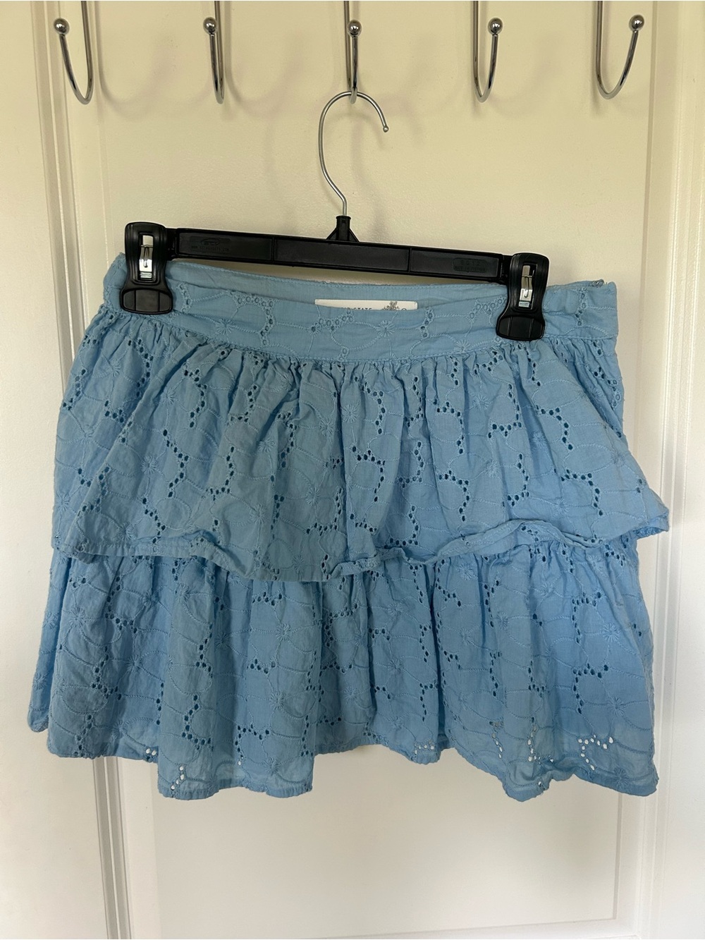 Altar'd State Light Blue Eyelet Tiered Mini Skirt